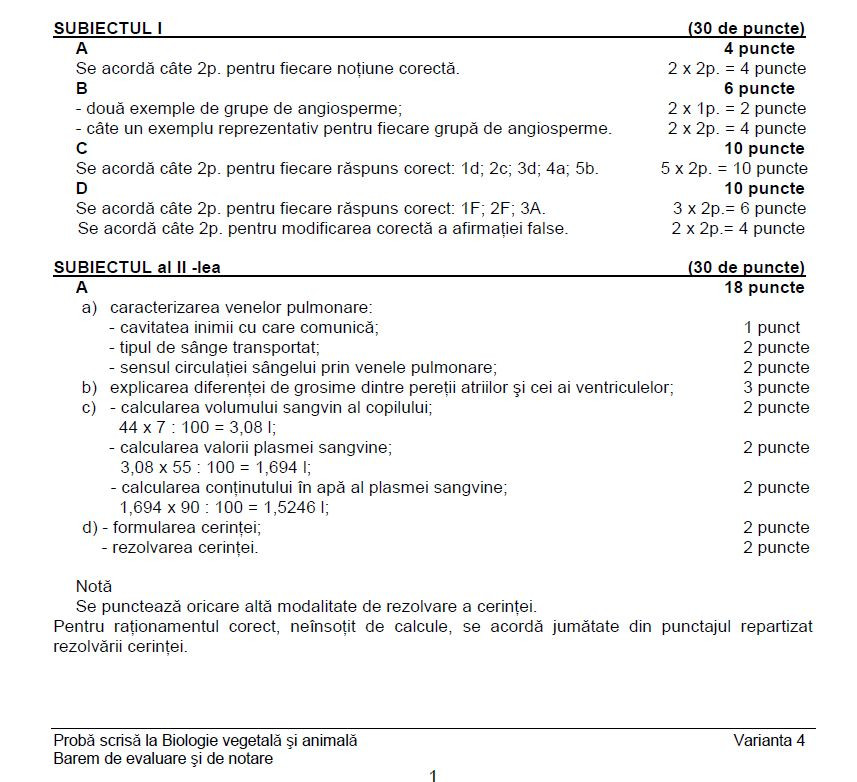 Barem biologie vegetala