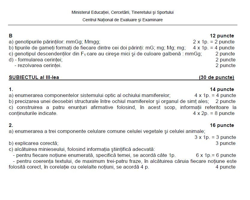 Barem biologie vegetala