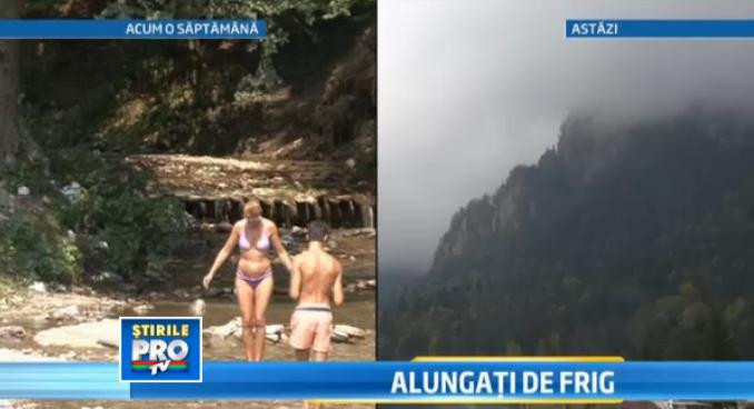 Romanii s-au speriat de frigul care s-a instalat rapid la munte.Valea Cerbului, parasita in masa