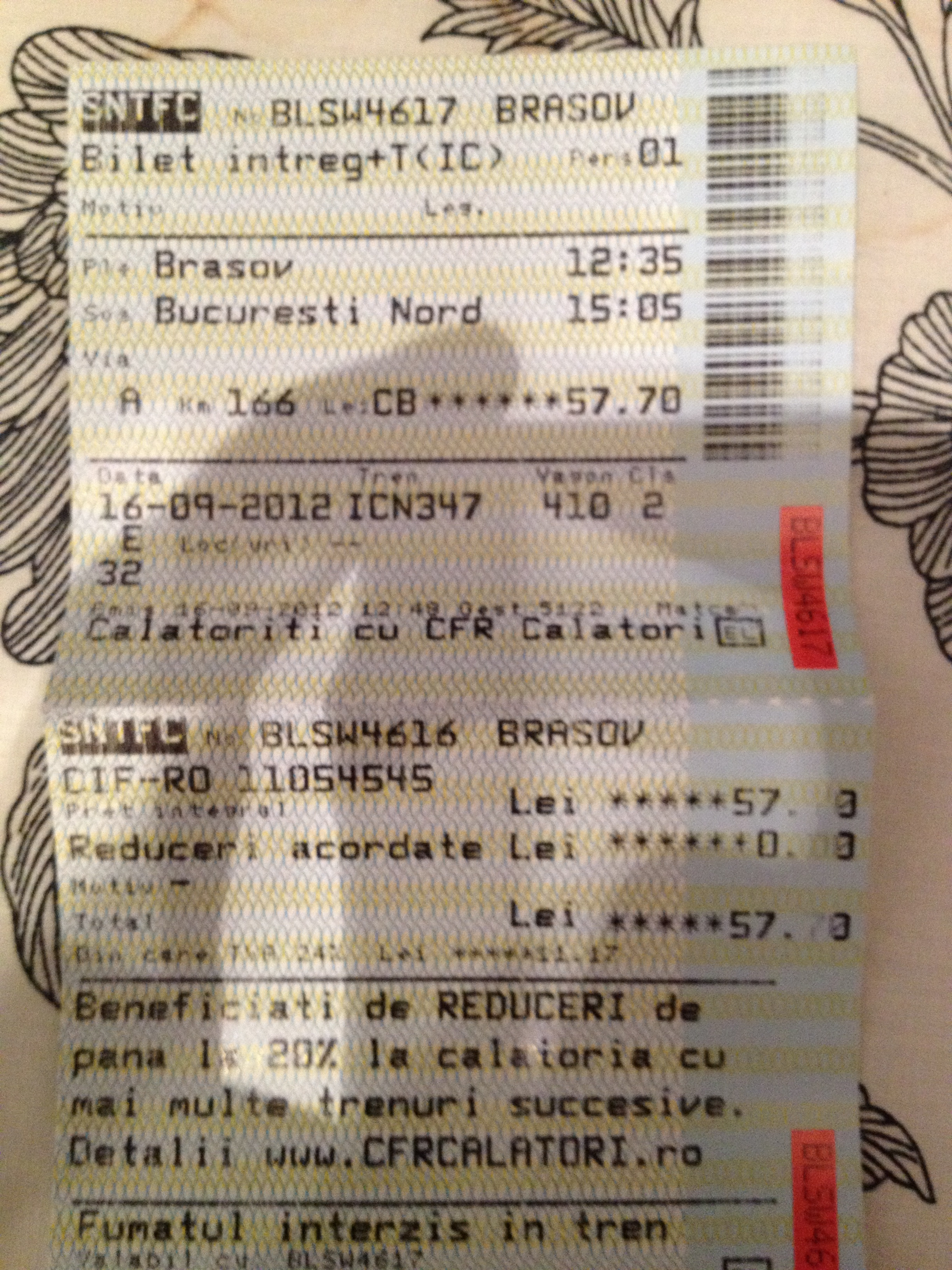 Bilet de calatorie CFR/Paul Angelescu