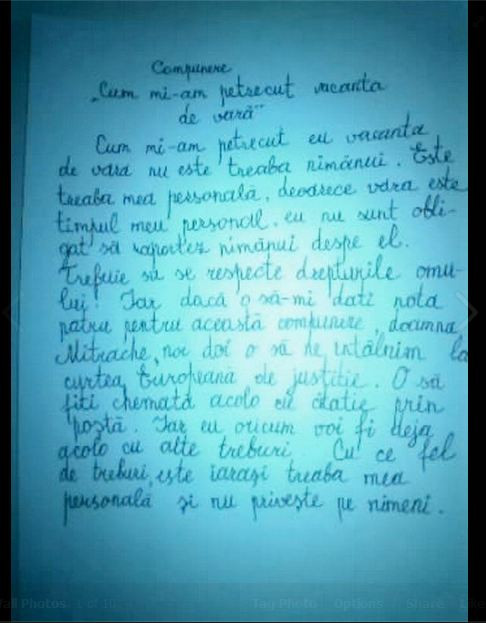 "Cum mi-am petrecut vacanta de vara ". Compunerea unui elev din Romania face senzatie pe internet