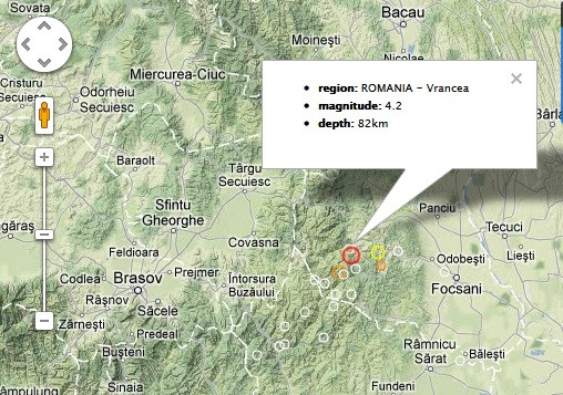 Cutremur cu magnitudinea de 4,2 grade pe scara Richter, inregistrat luni seara in zona Vrancea