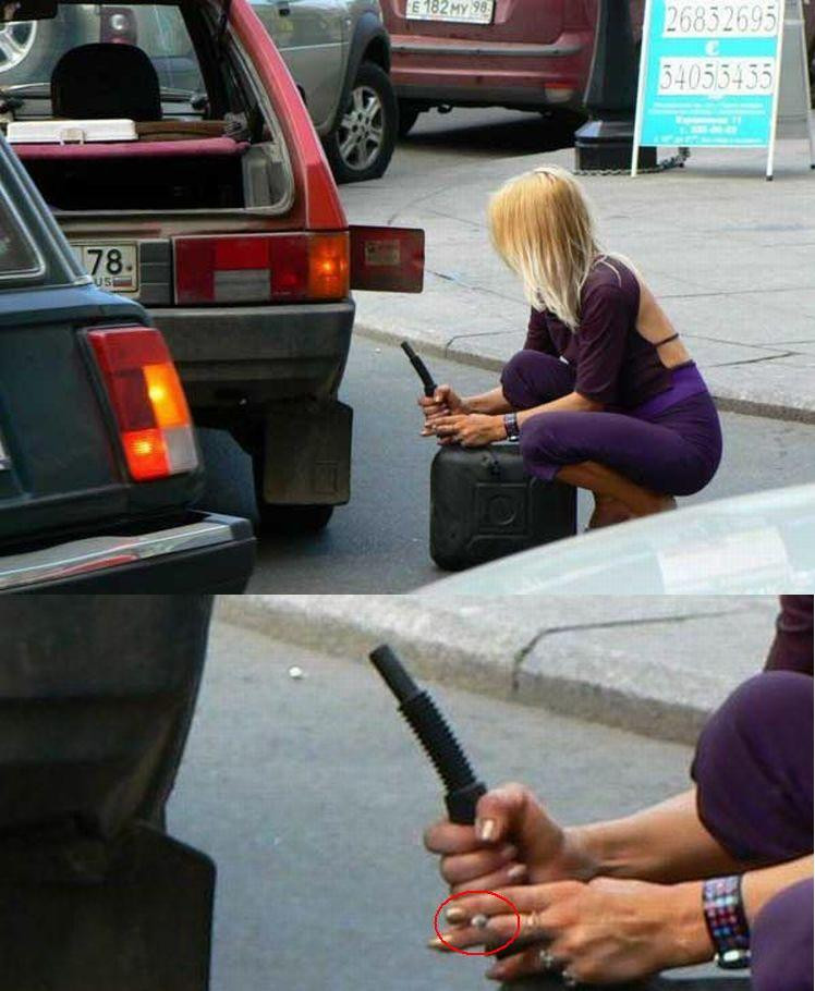 Imaginea de care a ras tot internetul, explicata stiintific. O blonda, o tigara si benzina