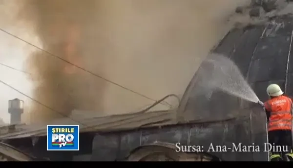 Incendiu in centrul Bucurestiului - filmare amator