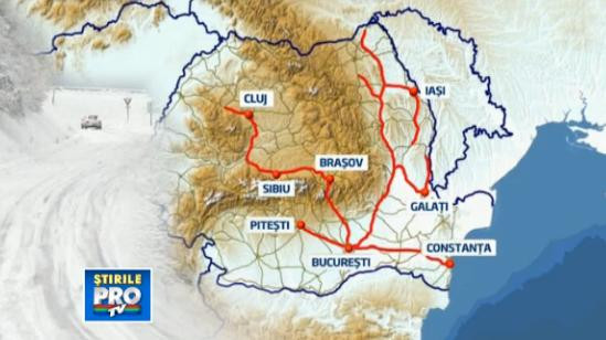 Duminica vine iarna. Harta drumurilor din Romania care s-ar putea bloca din cauza zapezii