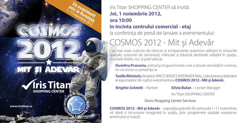 Expozitie la Bucuresti cu cea mai mare colectie de obiecte si echipamente ORIGINALE din spatiu