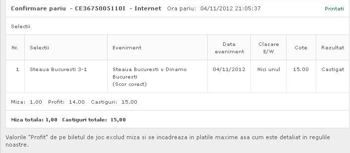 Biletul la pariuri care te umple de nervi. A ghicit scorul la Steaua-Dinamo, dar e nemultumit. FOTO