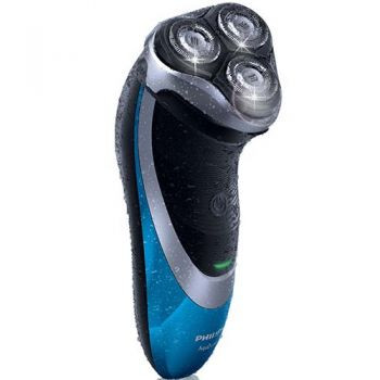 Aparat de barbierit AquaTouch Philips AT890/16, acumulator, 3 capete, trimmer, negru/albastru