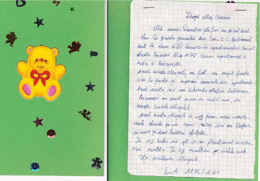 Scrisoare copil institutionalizat
