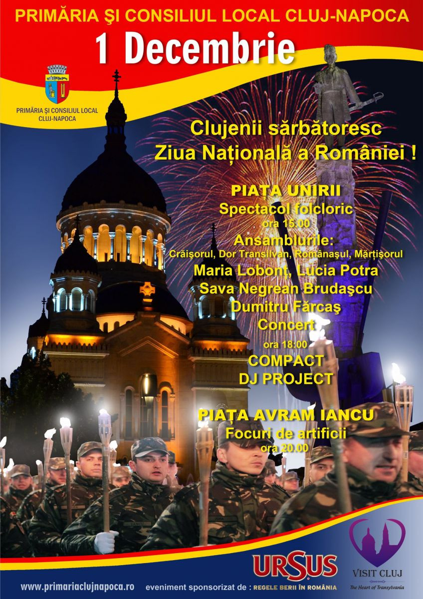 Ziua Nationala a Romaniei, sarbatorita la Cluj cu parade, scenete si concerte