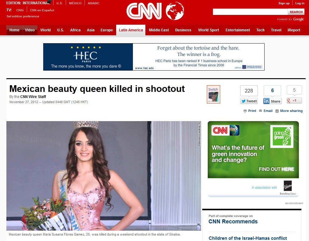 Regina a frumusetii din Mexic, gasita impuscata. Lupta cu armata, alaturi de traficanti de droguri