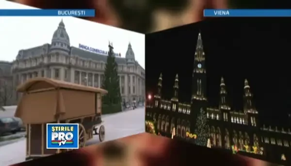 Bucurestiul se pregateste de sarbatori. Au aparut brazii, luminitele si chiar si un patinoar