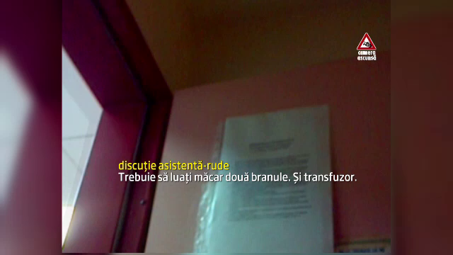 CAMERA ASCUNSA. Lista ceruta unui pacient, la internare:"Cumparati macar 2 branule si un transfuzor"