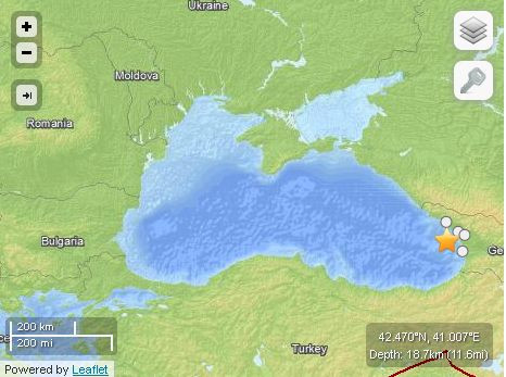 Cutremur cu magnitudinea de 4,6, produs pe litoralul georgian al Marii Negre