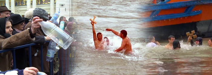 Romanii s-au calcat in picioare la slujbele de Boboteaza. Unii au luat agheasma cu bidoanele