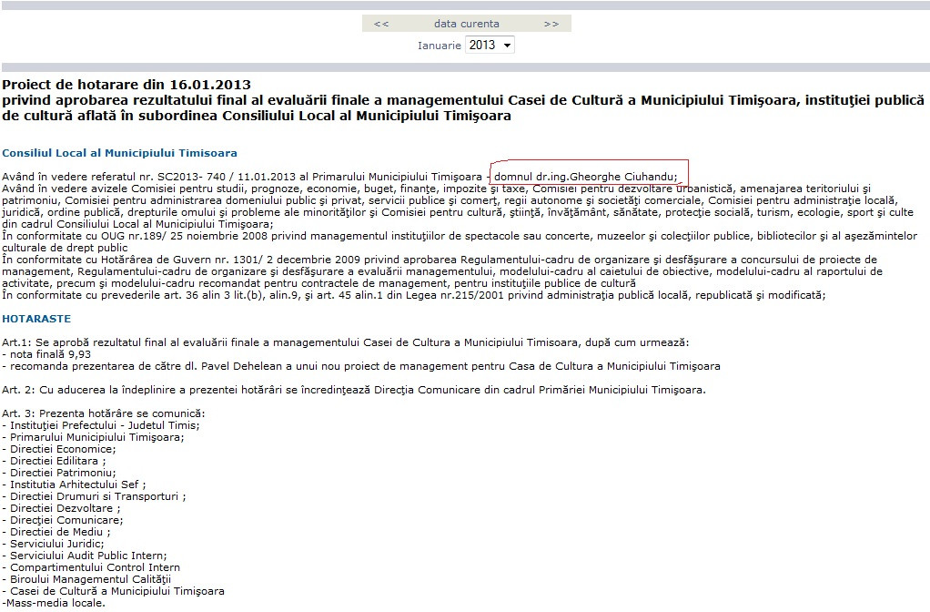 Robu,confundat din nou cu fostul primar.Numele lui Gheorghe Ciuhandu apare pe un proiect de hotarare