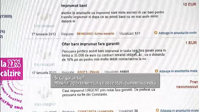 Camatarii isi publica ofertele pe Internet. Dobanda unui "credit" poate ajunge la 300%