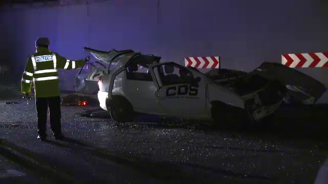 Accident violent la intrarea pe A1.Un tanar a murit dupa ce a cazut cu masina intr-un pasaj