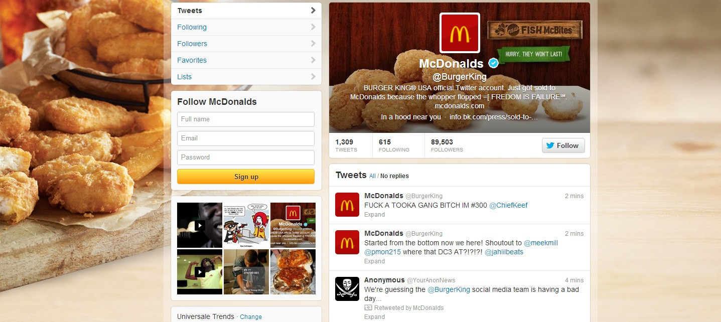 Un hacker a spart contul de Twitter al Burger King si l-a redenumit in "McDonald's". Ce a urmat apoi