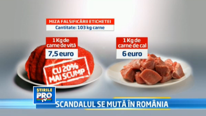 Autoritatile au descoperit carne de cal, etichetata drept carne de vita, intr-un depozit din Romania