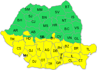 harta, cod galben de vant si ploi