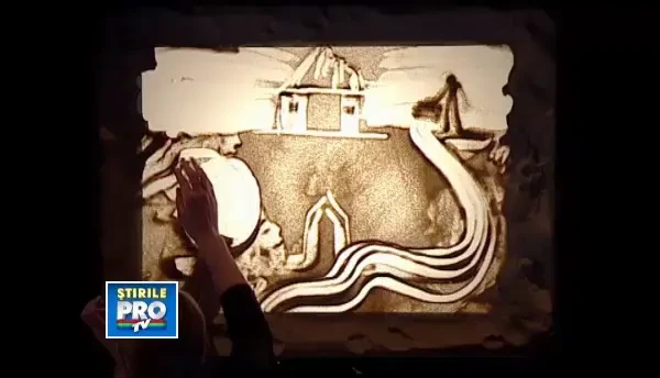 Ana Munteanu, tanara care a ridicat sala in picioare cu pictura sa in nisip. VIDEO