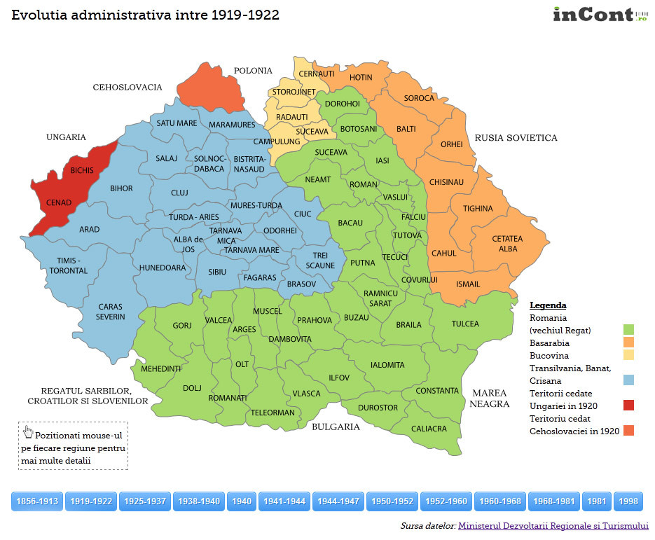 Regionalizarea Romaniei. Cum s-a schimbat harta tarii in timp. Ce e azi judetul Trei Scaune