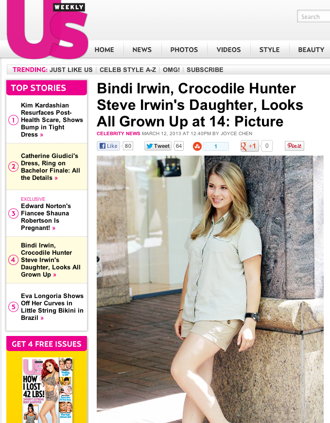 FOTO. Cum arata la 14 ani fetita lui Steve Irwin, "vanatorul de crocodili"