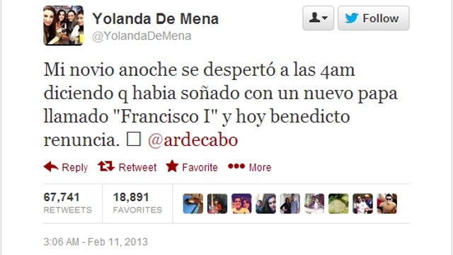mesaj Twitter, prezicere Papa Francisc