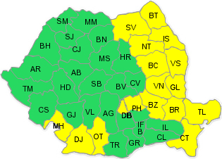 harta vant, cod galben