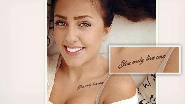 Sfarsitul tragic al unei tinere care si-a tatuat motto-ul "traiesti o singura data" deasupra inimii