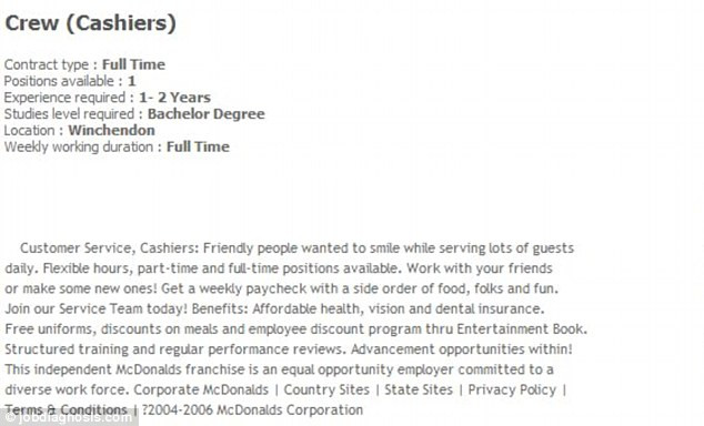 anunt angajare McDonald's