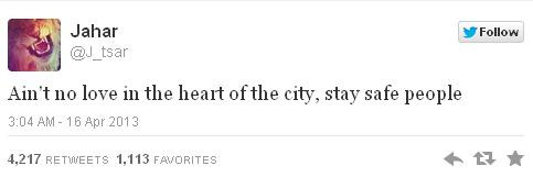 FOTO. Mesajul ciudat scris pe Twitter de cecenul Tsarnaev in ziua atentatului din Boston