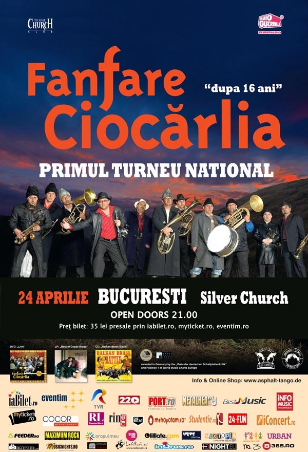 Primul turneu national al legendarei Fanfare Ciocarlia, dupa 16 ani, in Romania