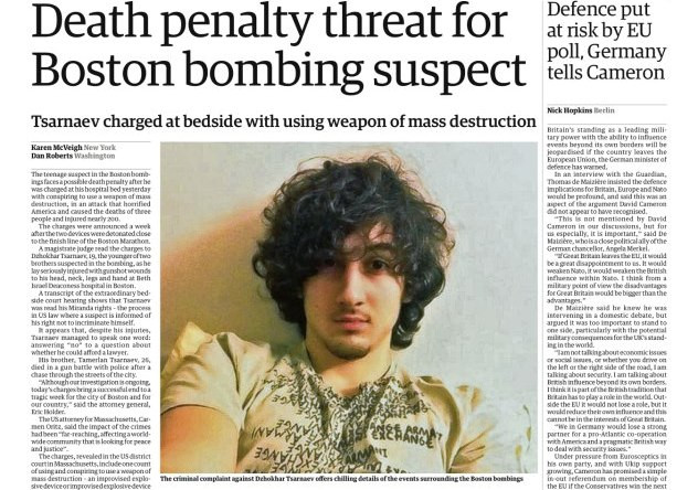 Johar Tsarnaev, autorul atentatului din Boston, risca pedeapsa cu moartea. Cum si-a motivat atacul
