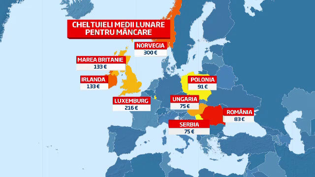 Romanii dau pe mancare si jumatate din banii castigati. Cheltuim mai mult decat sarbii si ungurii