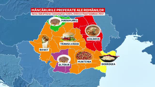 HARTA mancarurilor preferate de romani. In ce zone predomina apetitul pentru fast-food