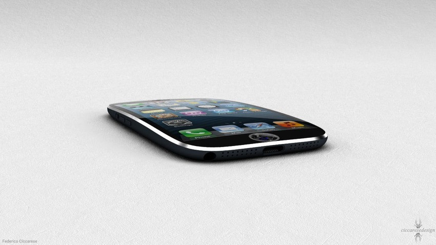 iPhone 5S Concept cu ecran curbat si amprenta digitala in locul butonului "Home"