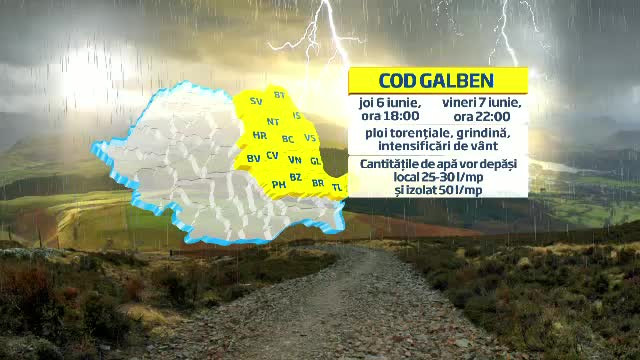Grindina si vijeliile, gata sa faca ravagii in aproape jumatate de tara. Cod galben in 15 judete