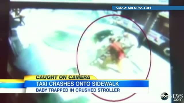O tanara mama si-a salvat fiica de sub rotile unui taxi care le-a lovit pe amandoua in plin. VIDEO