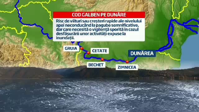 Cod galben de inundatii pe Dunare, incepand de duminica dimineata. Masurile anuntate de autoritati