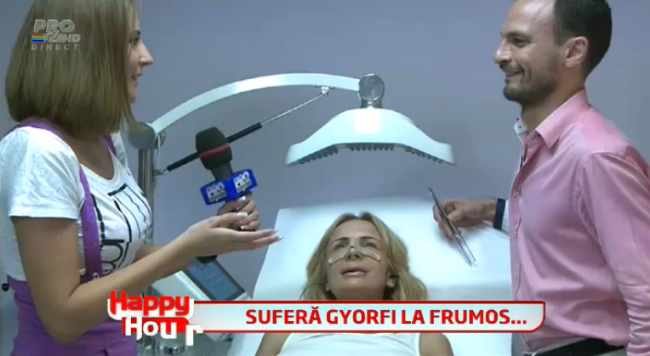 Daniela Gyorfi si-a dat jos bandajul in direct la "Happy Hour". De ce a lesinat reportera