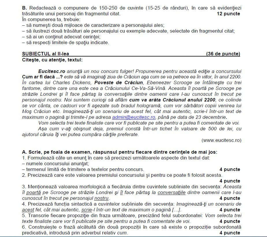 Subiecte evaluarea nationala 2013 limba romana