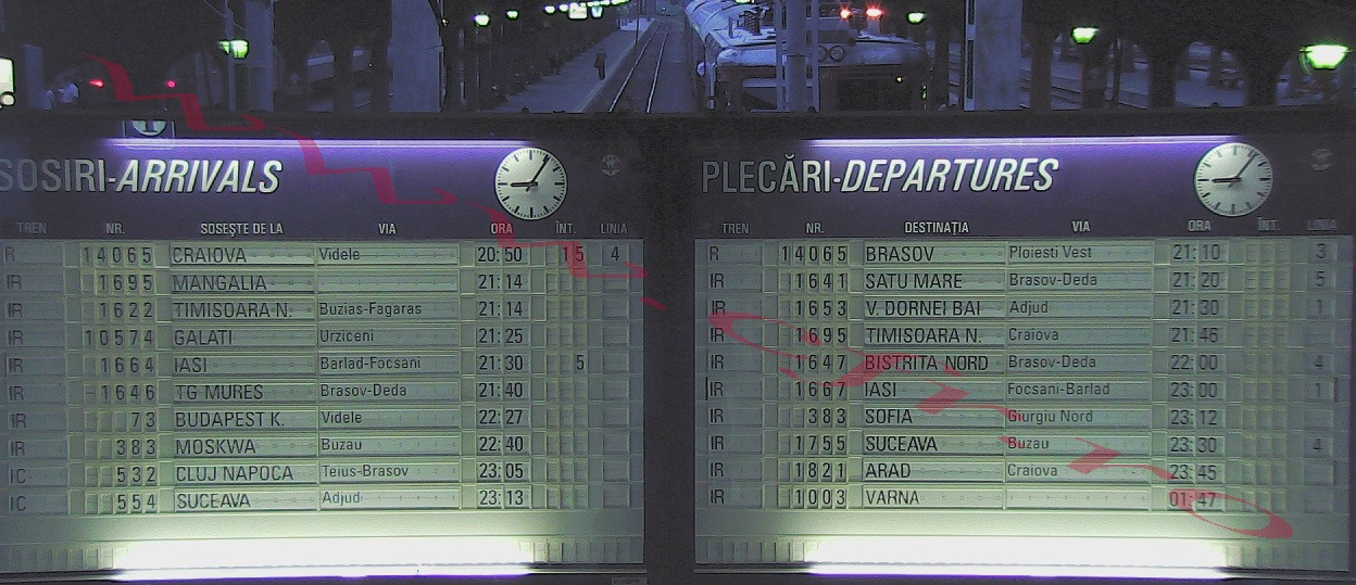 Tabela de sosiri-plecari din Gara de Nord, afisata online de CFR in cel mai romanesc mod cu putinta