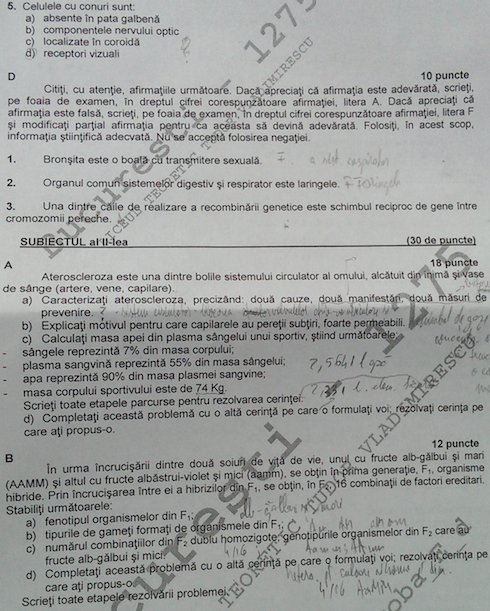 BACALAUREAT 2013. Subiecte biologie