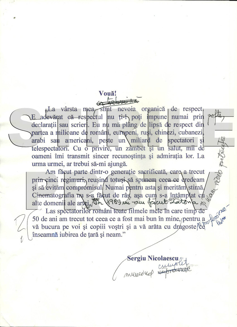 Testament Sergiu Nicolaescu