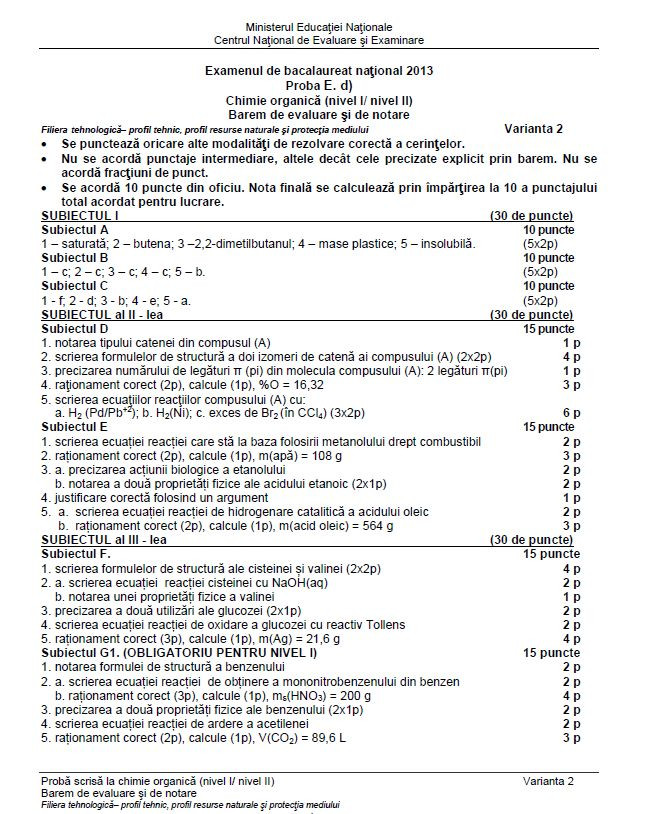 chimie organica tehnologic