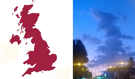 Nori in forma de harta si de Chewbacca pe cerul Marii Britanii. FOTO