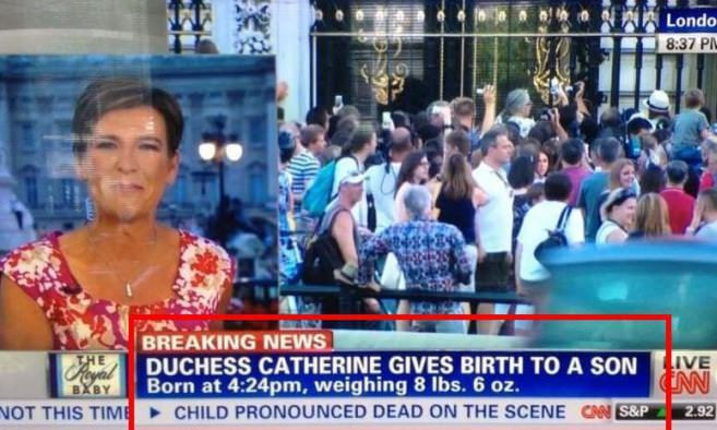 Gafa facuta de CNN in momentul in care Kate Middleton a nascut. Ce a aparut pe TV