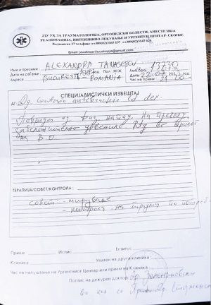 certificat medico legal Alexandra Tanasescu